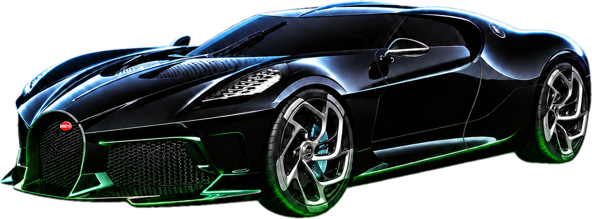 Hypercar negro con contornos neón